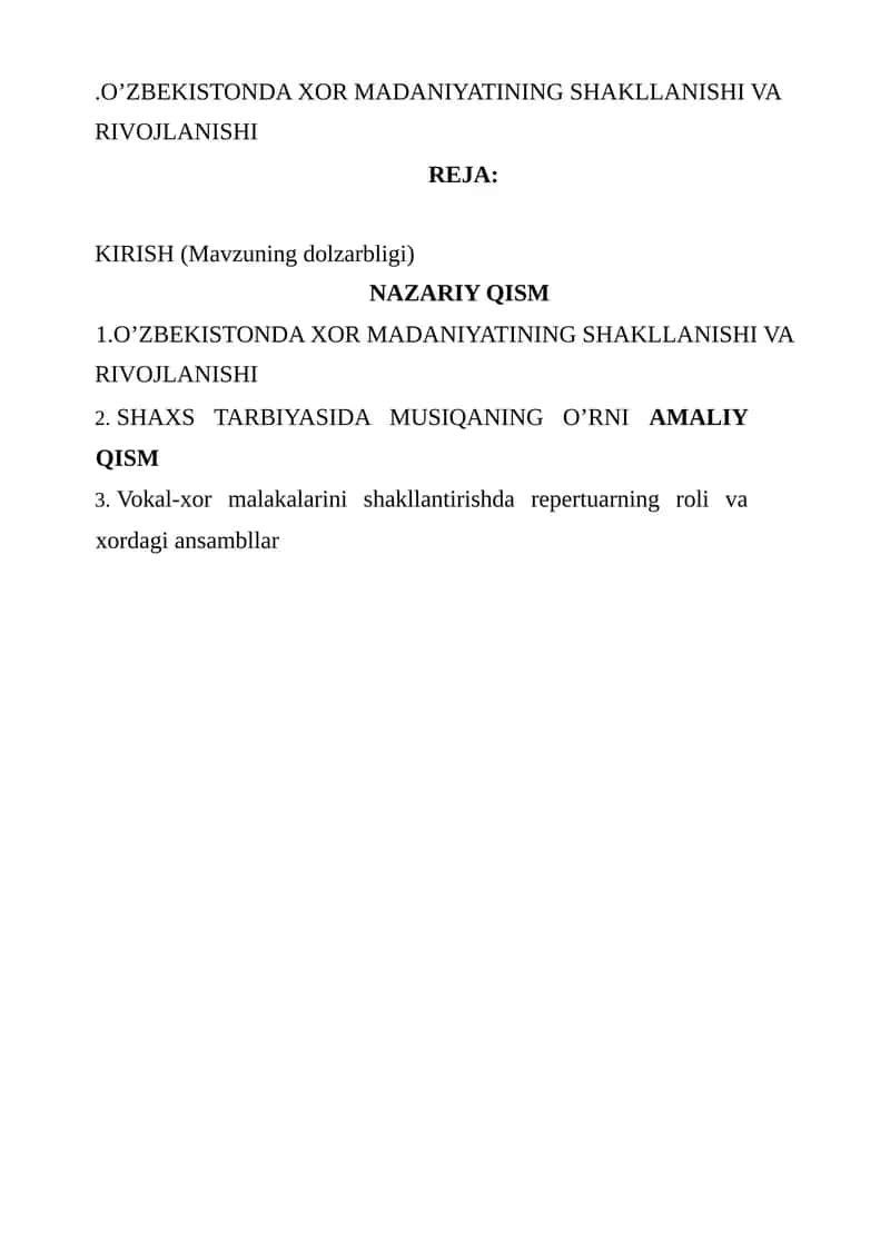 O’ZBEKISTONDA XOR MADANIYATINING SHAKLLANISHI VA RIVOJLANISHI 1