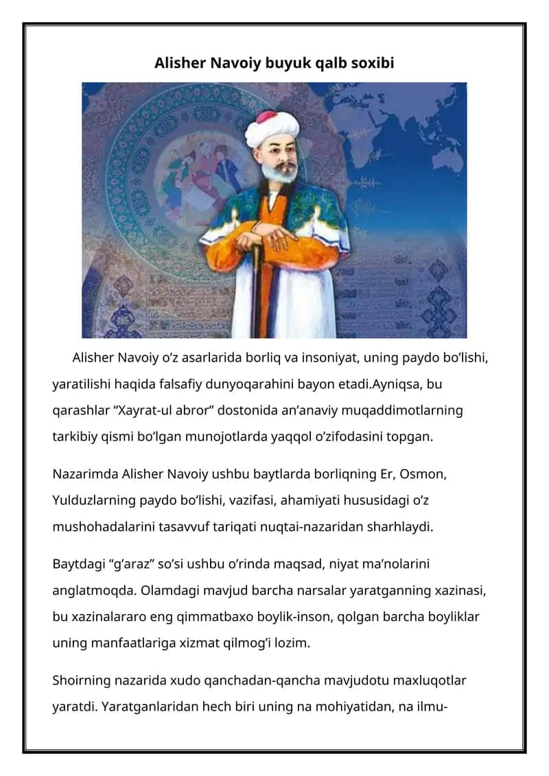 Alisher Navoiy buyuk qalb soxibi 1