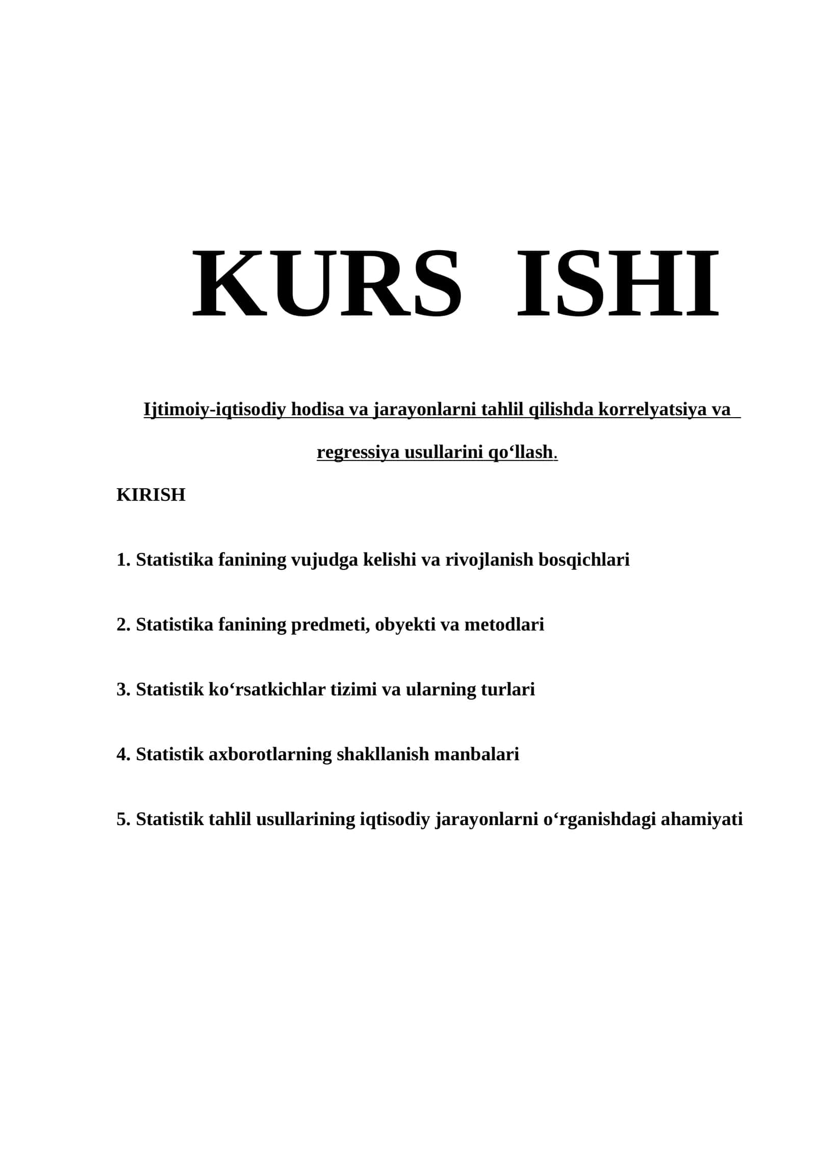 Ijtimoiy-iqtisodiy hodisa va jarayonlarni tahlil qilishda korrelyatsiya va regressiya usullarini qoʻllash 1