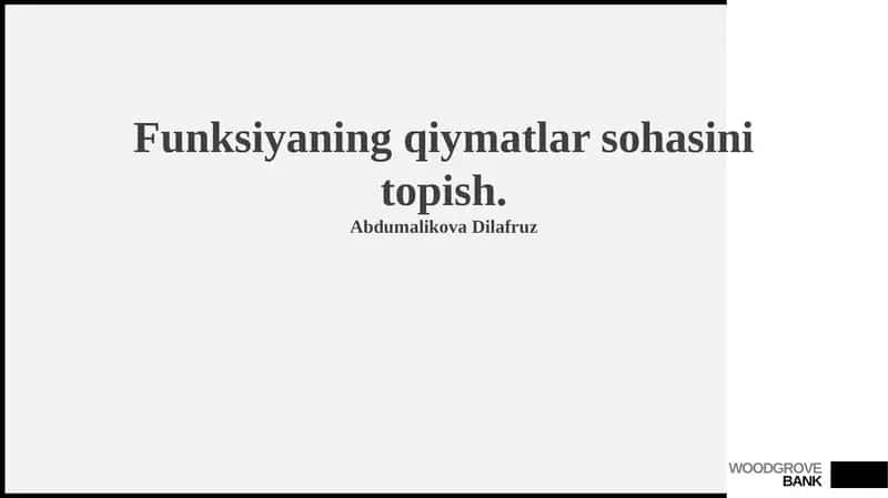 Funksiyaning qiymatlar sohasini topish 1