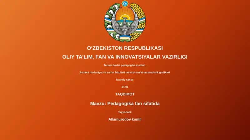 Pedagogika fan sifatida 1