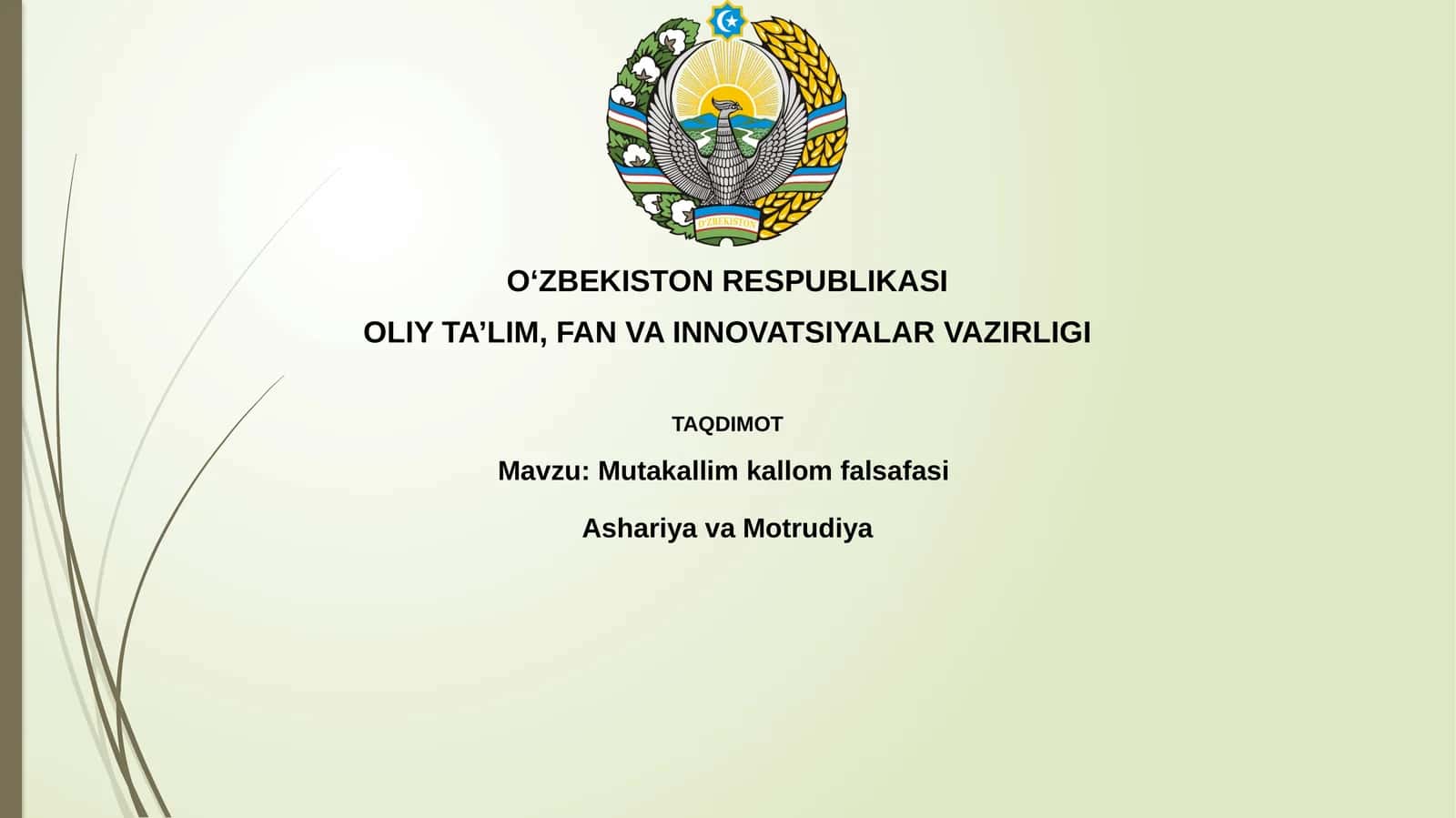 Mutakallim kallom falsafasi Ashariya va Motrudiya 1