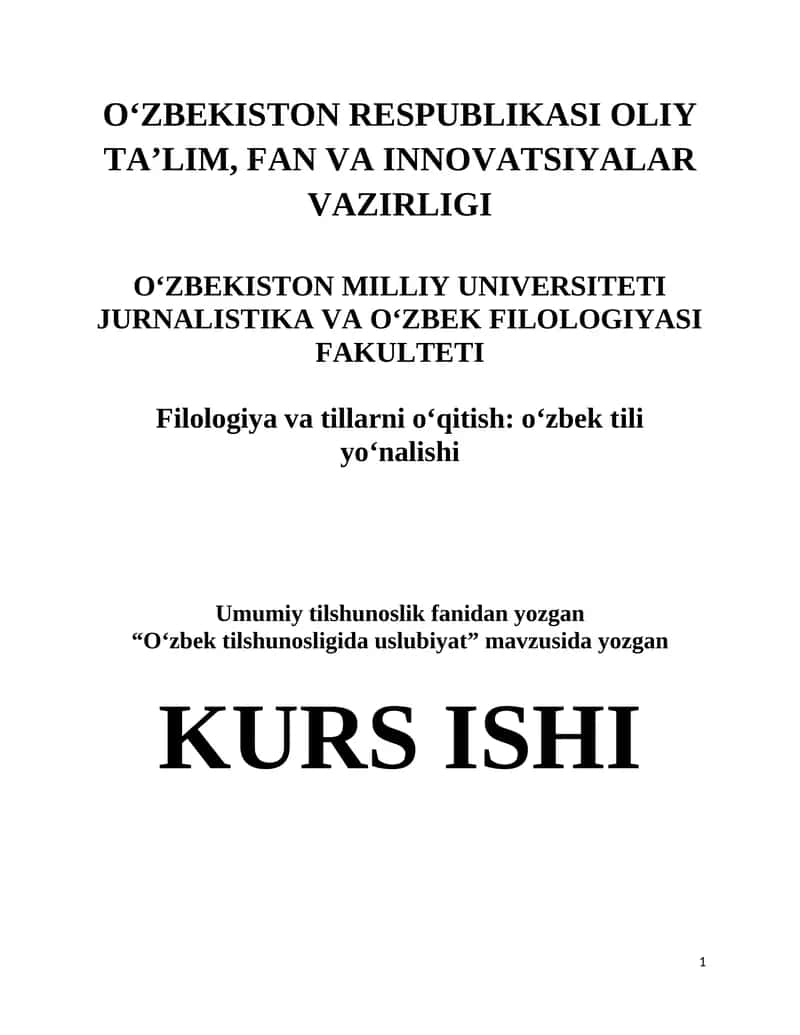 O‘zbek tilshunosligida uslubiyat 1