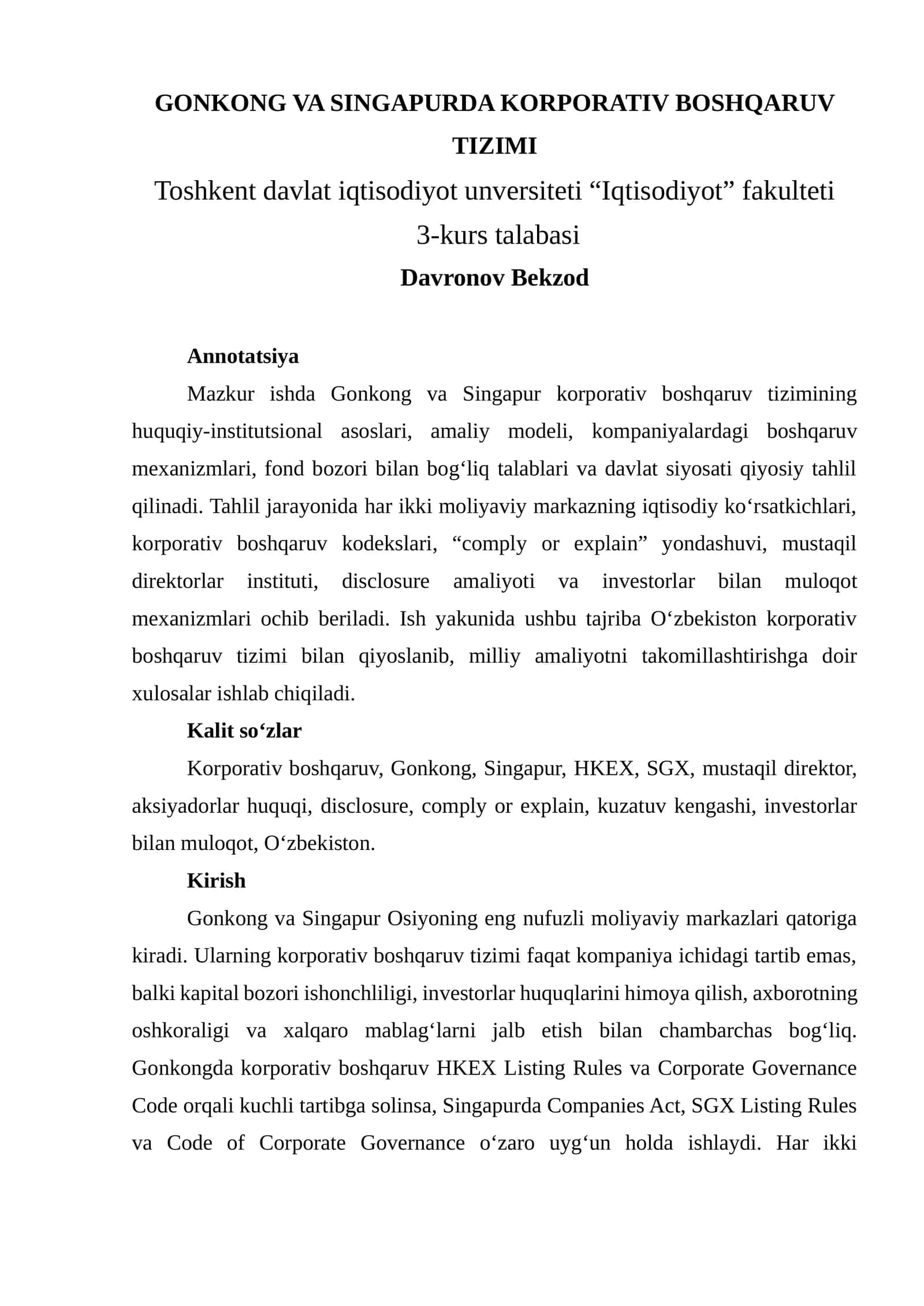 GONKONG VA SINGAPURDA KORPORATIV BOSHQARUV TIZIMI 1