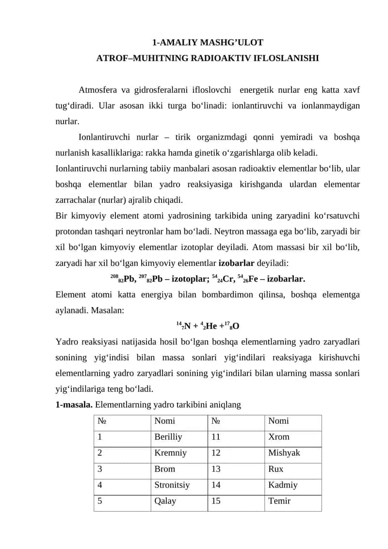 ATROF–MUHITNING RADIOAKTIV IFLOSLANISHI 1