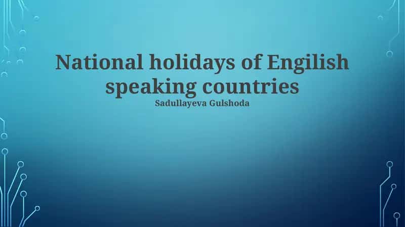 National holidays of English speaking countries 1