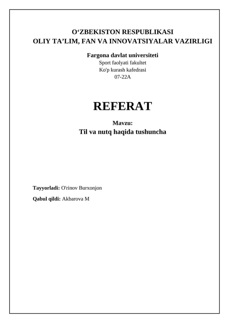 Til va Nutq: Asosiy Tushunchalar va Tuzilishi 1