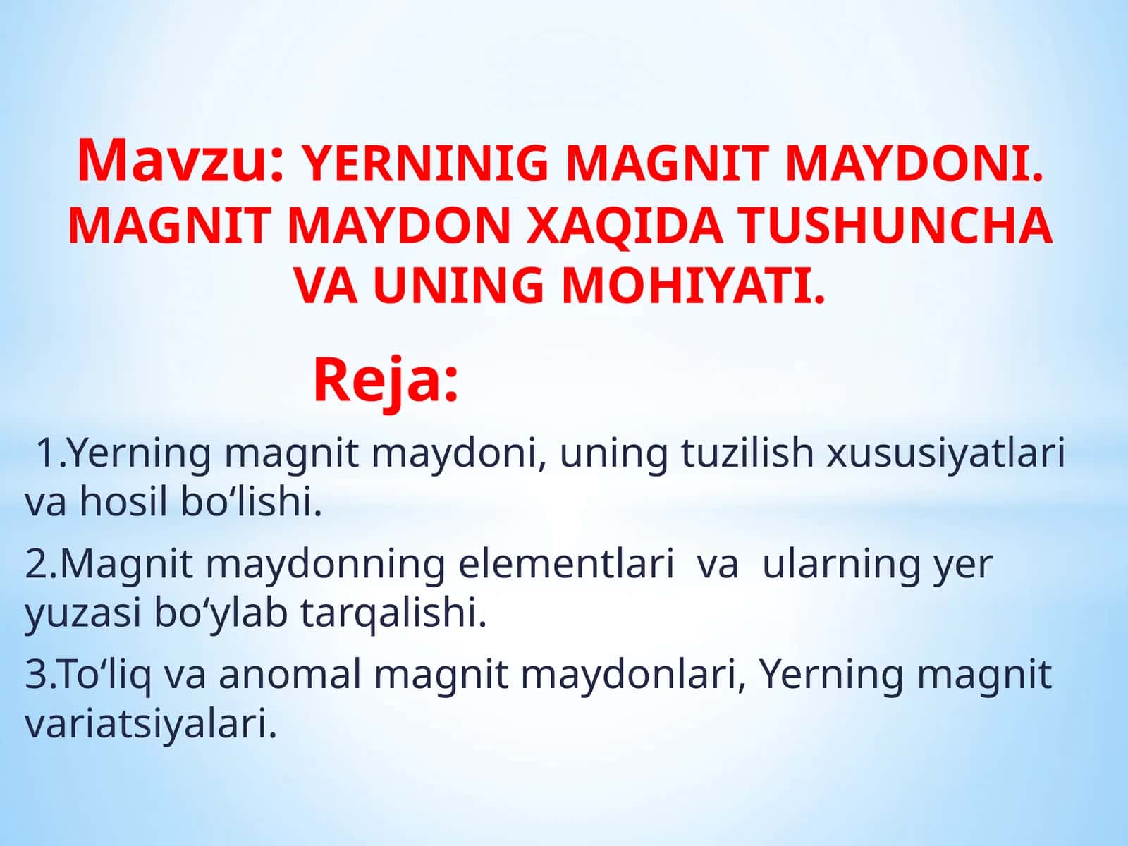 YERNINIG MAGNIT MAYDONI. MAGNIT MAYDON XAQIDA TUSHUNCHA VA UNING MOHIYATI 1