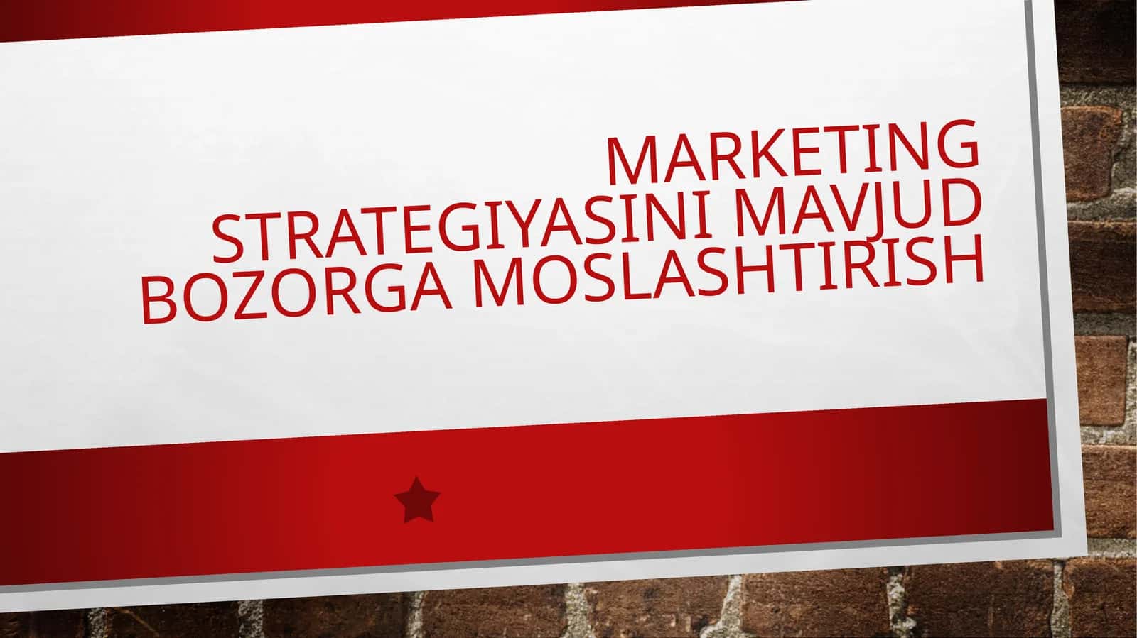 Marketing strategiyasining mavjud bozor ga Amoslash tirish 1