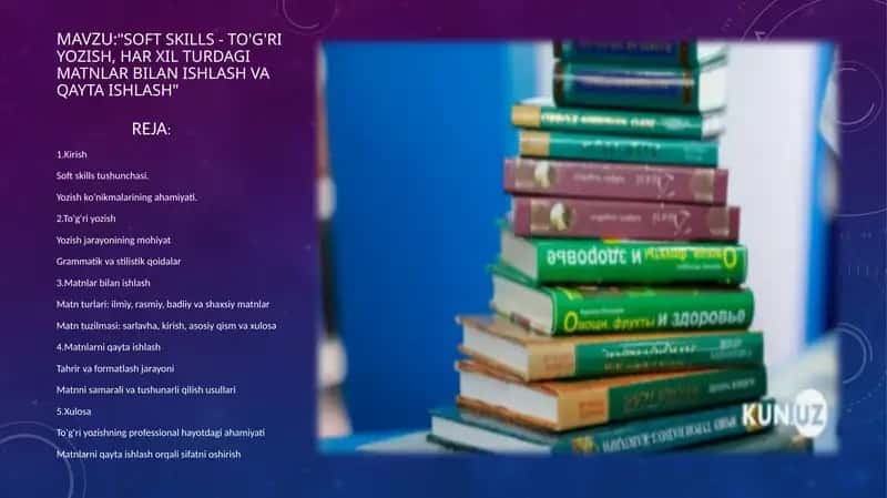 Soft Skills - To'g'riyozish, harxilturda matnlar bilan ishlash va qayta ishlash 1