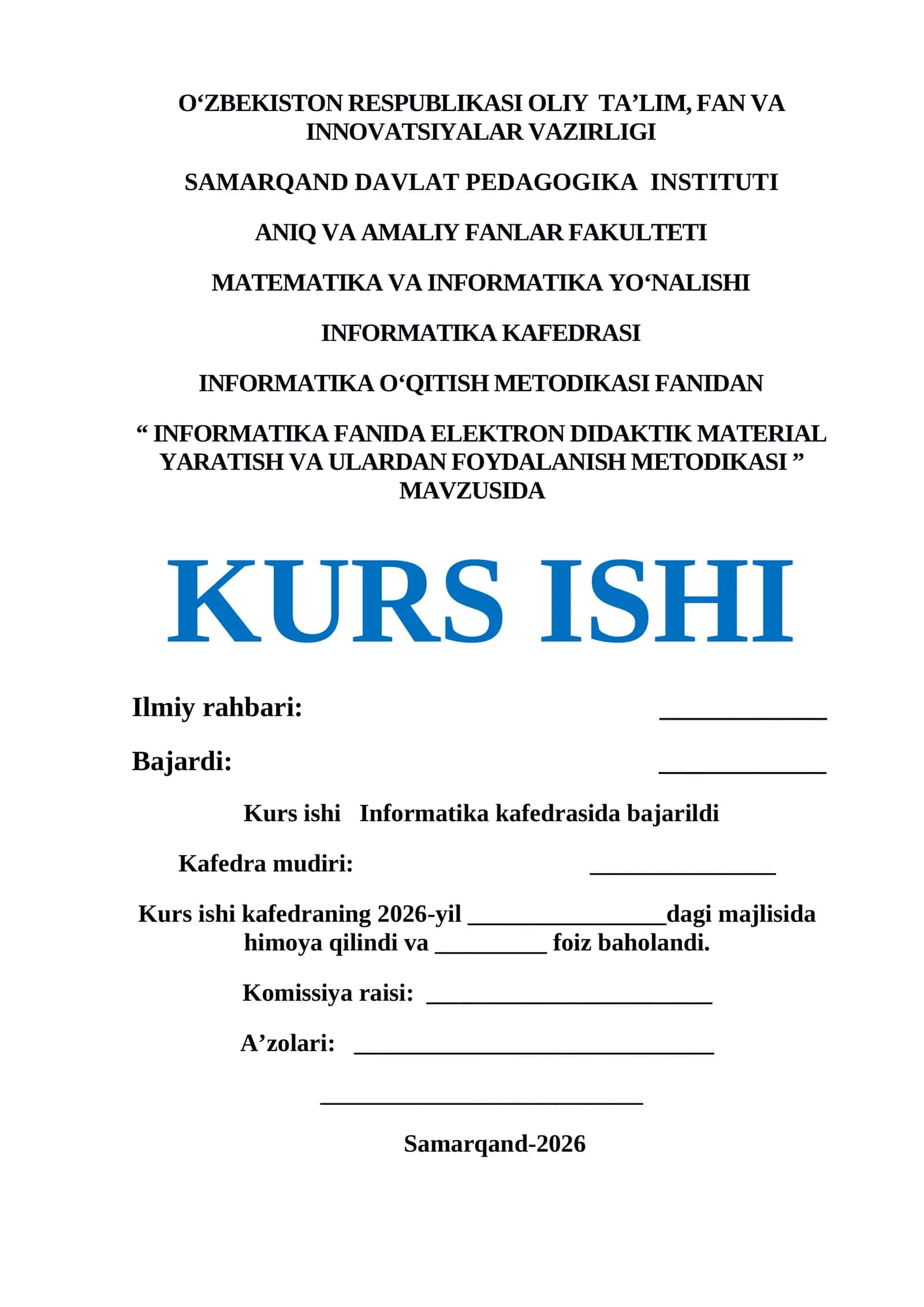 INFORMATIKA FANIDA ELEKTRON DIDAKTIK MATERIAL YARATISH VA ULARDAN FOYDALANISH METODIKASI 1