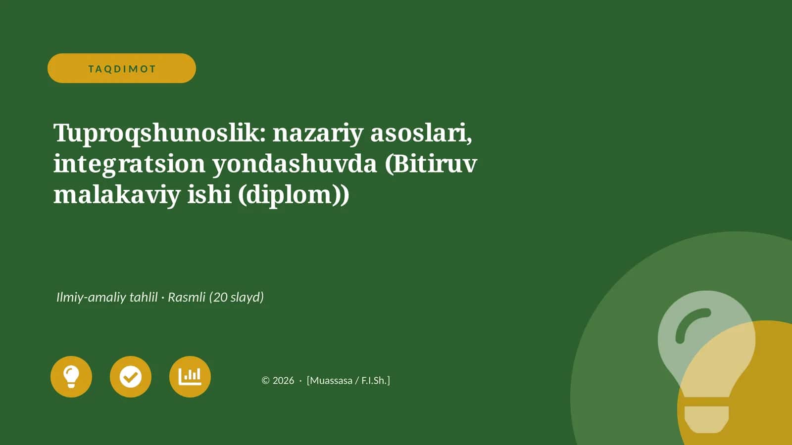 Tuproqshunoslik: nazariy asoslari, integratsion yondashuvda (Bitiruv malakaviy ishi (diplom)) 1