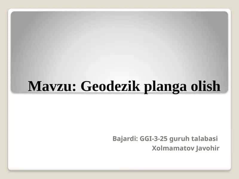 Geodezik planga olish 1