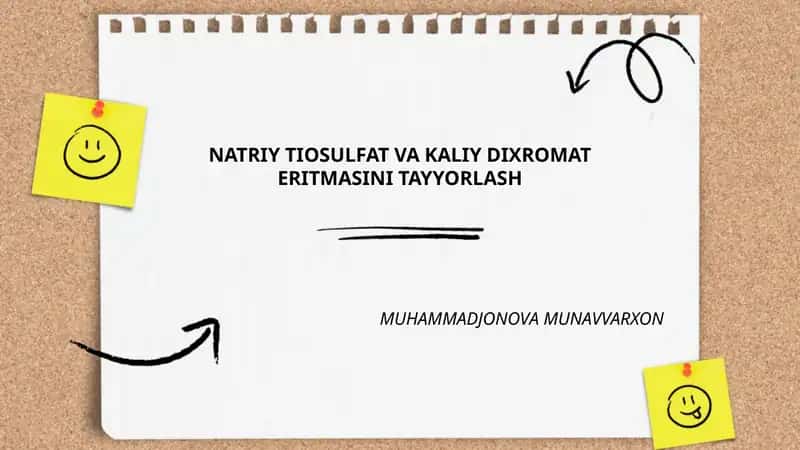 NATRIY TIOSULFAT VA KALIY DIXROMAT ERITMASINI TAYYORLASH 1
