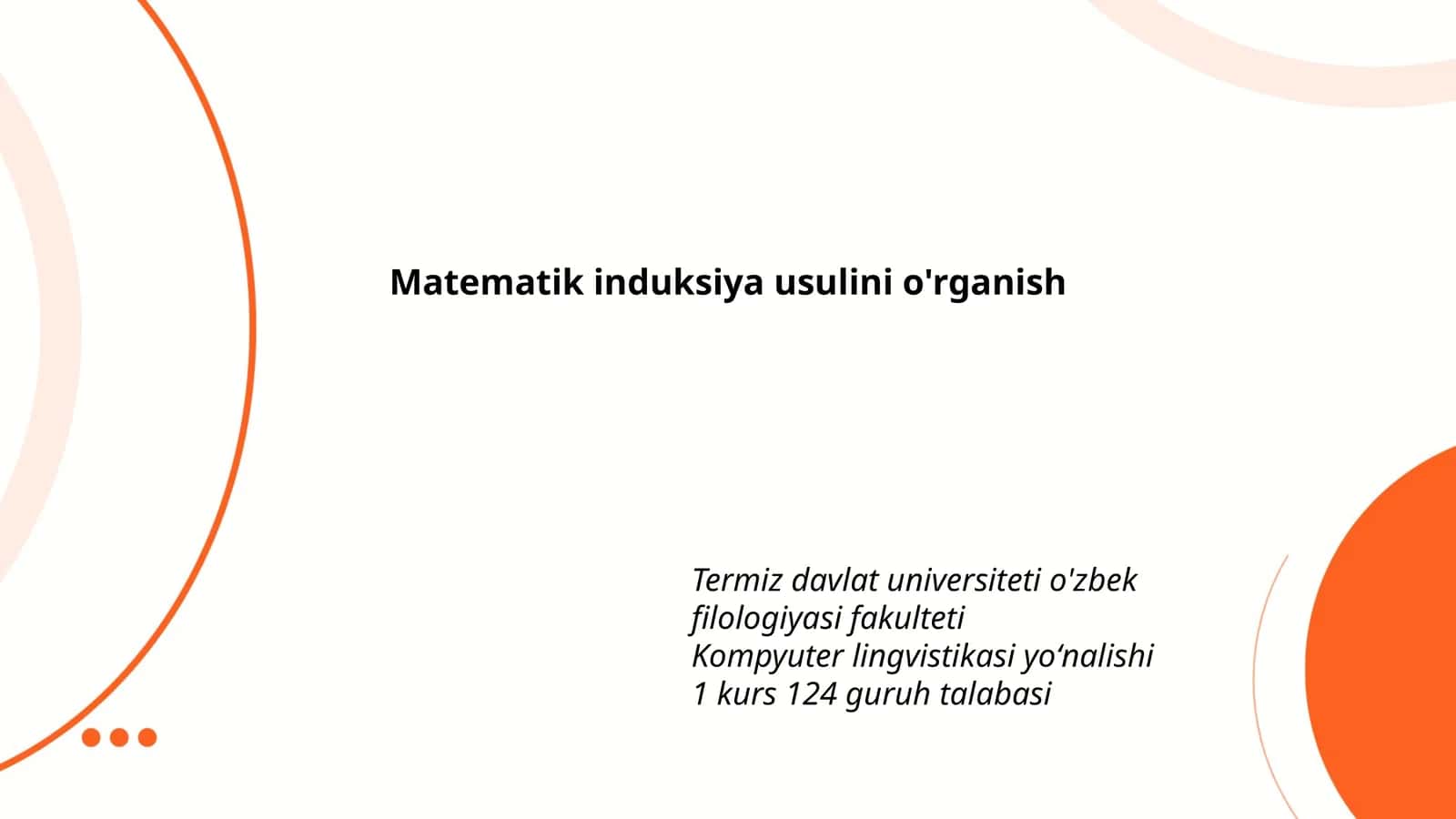 Matematik induksiya usulini o'rganish 1