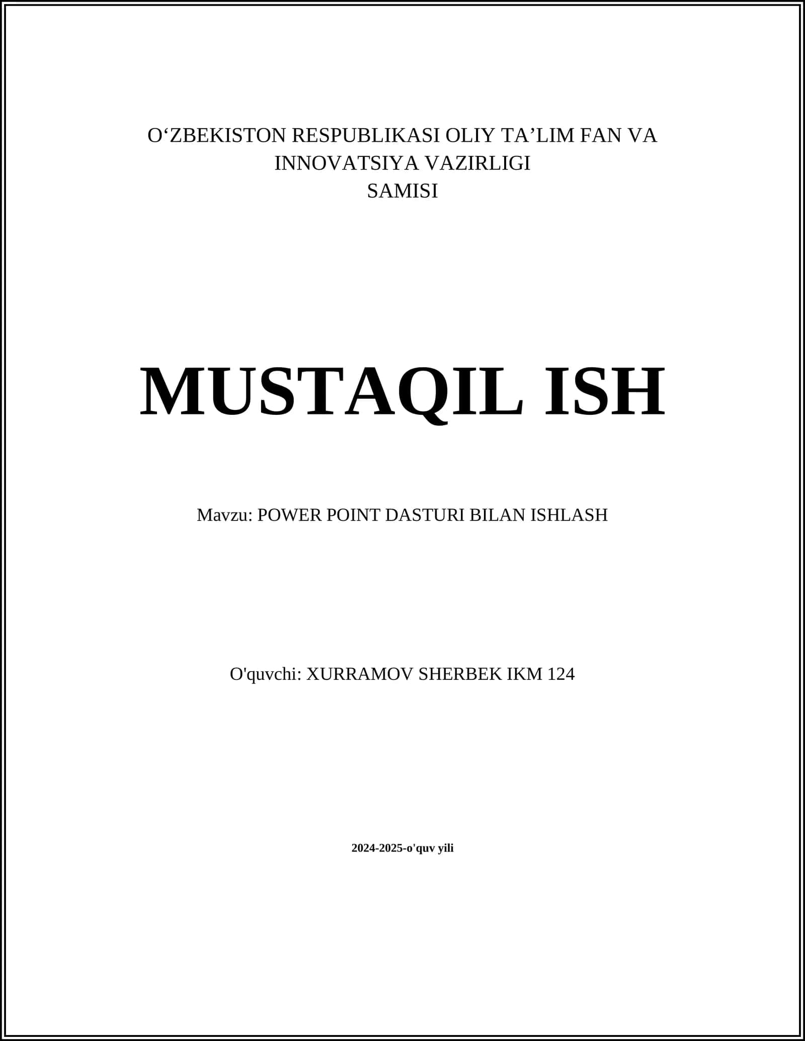 POWER POINT DASTURI BILAN ISHLASH 1