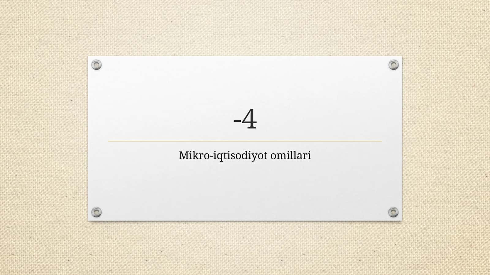 Mikro-iqtisodiyot omillari 1