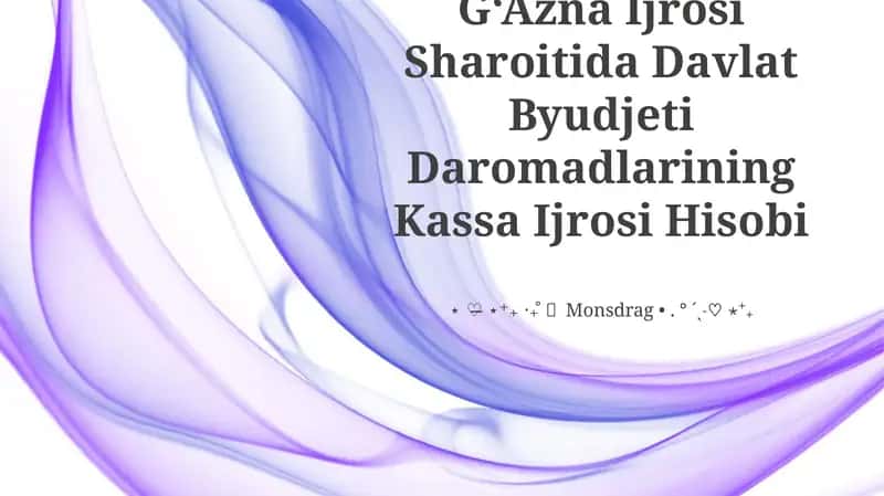 G‘Azna Ijrosi Sharoitida Davlat Byudjeti Daromadlarining Kassa Ijrosi Hisobi 1