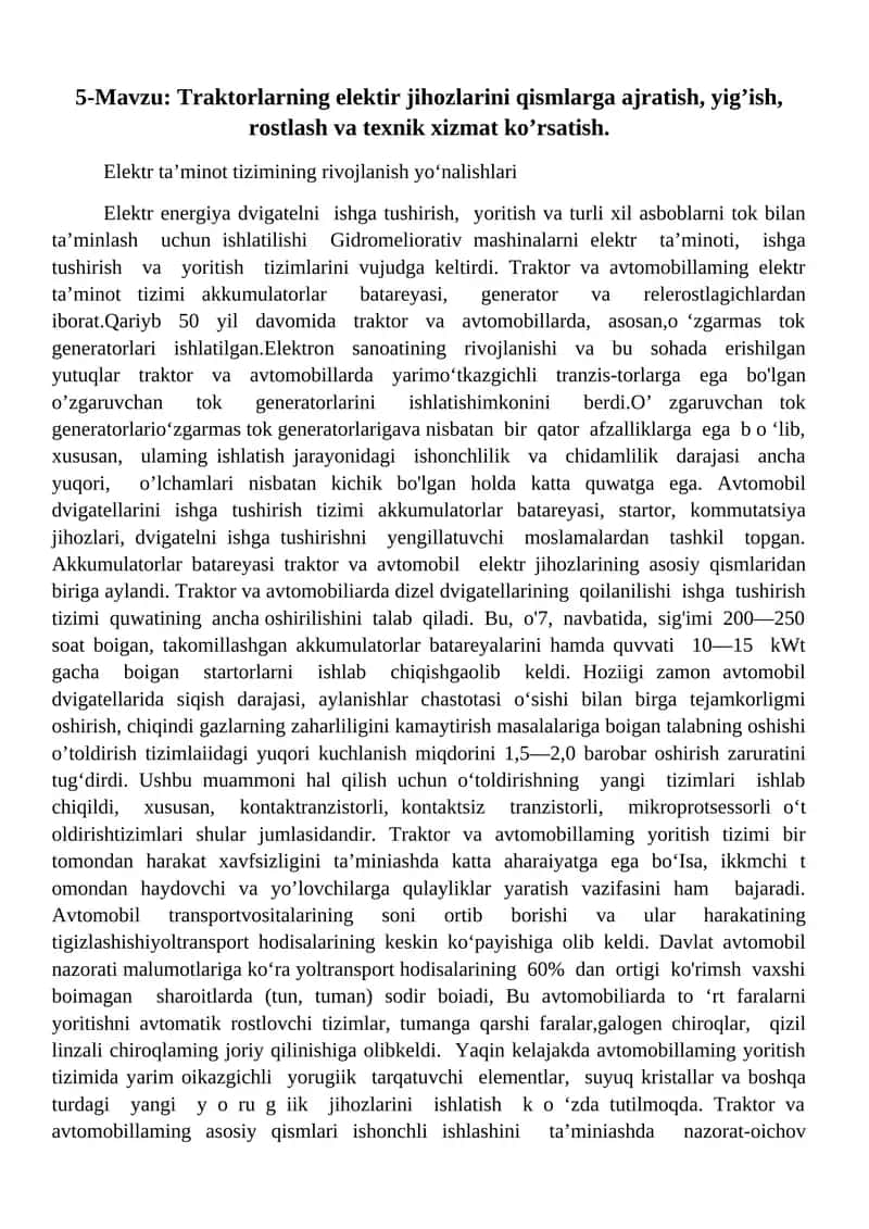 Elektr ta’minot tizimi 1