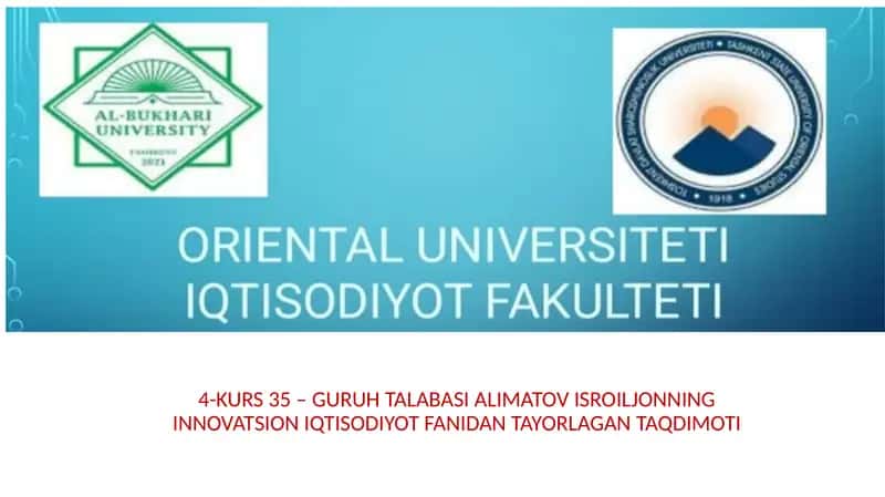 Innovatsion faoliyat va innovatsion jarayon 1