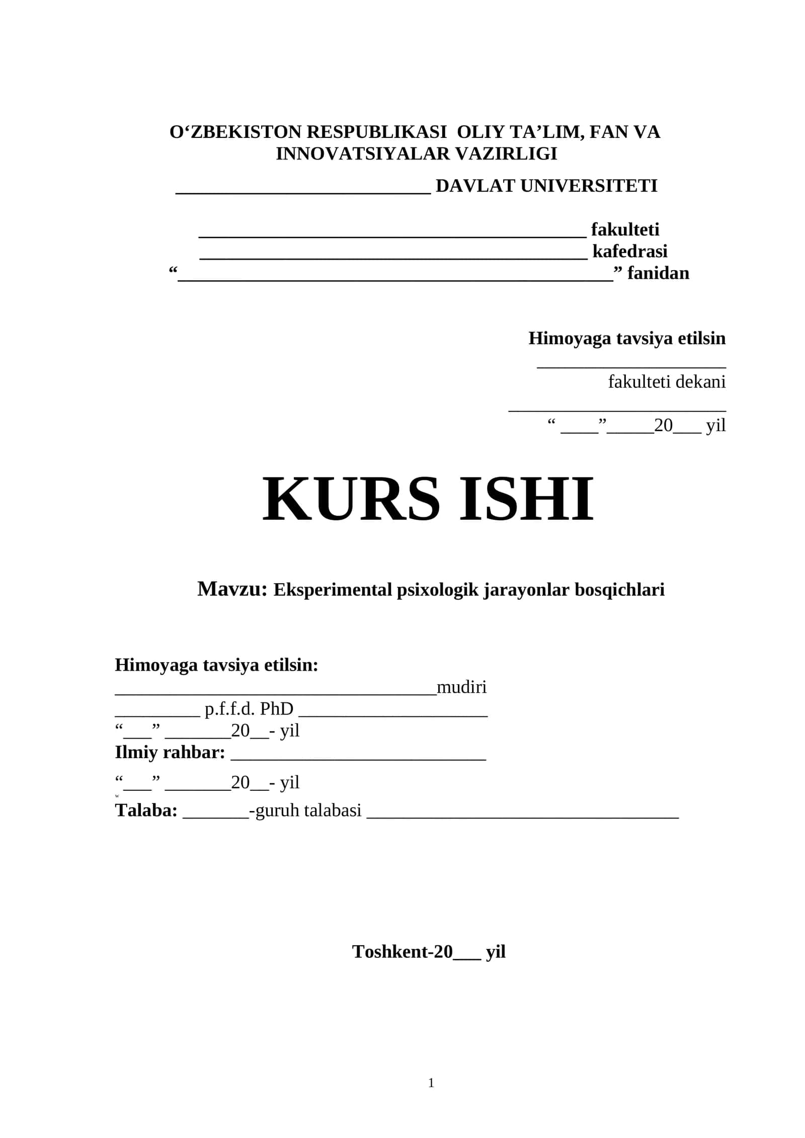 Eksperimental psixologik jarayonlar bosqichlari 1