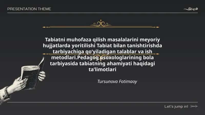 Tarbiyachiga qoʻyiladigan tabiatning ahamiyati haqida taʼlimotlar 1