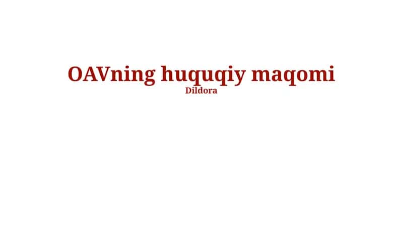 OAVning huquqiy maqomi 1