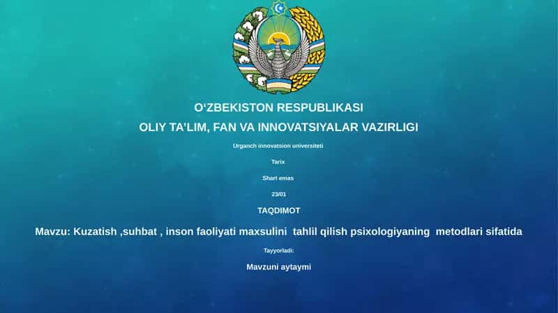Psixologiyada kuzatish, suhbat va inson faoliyati maxsulini tahlil qilish 1