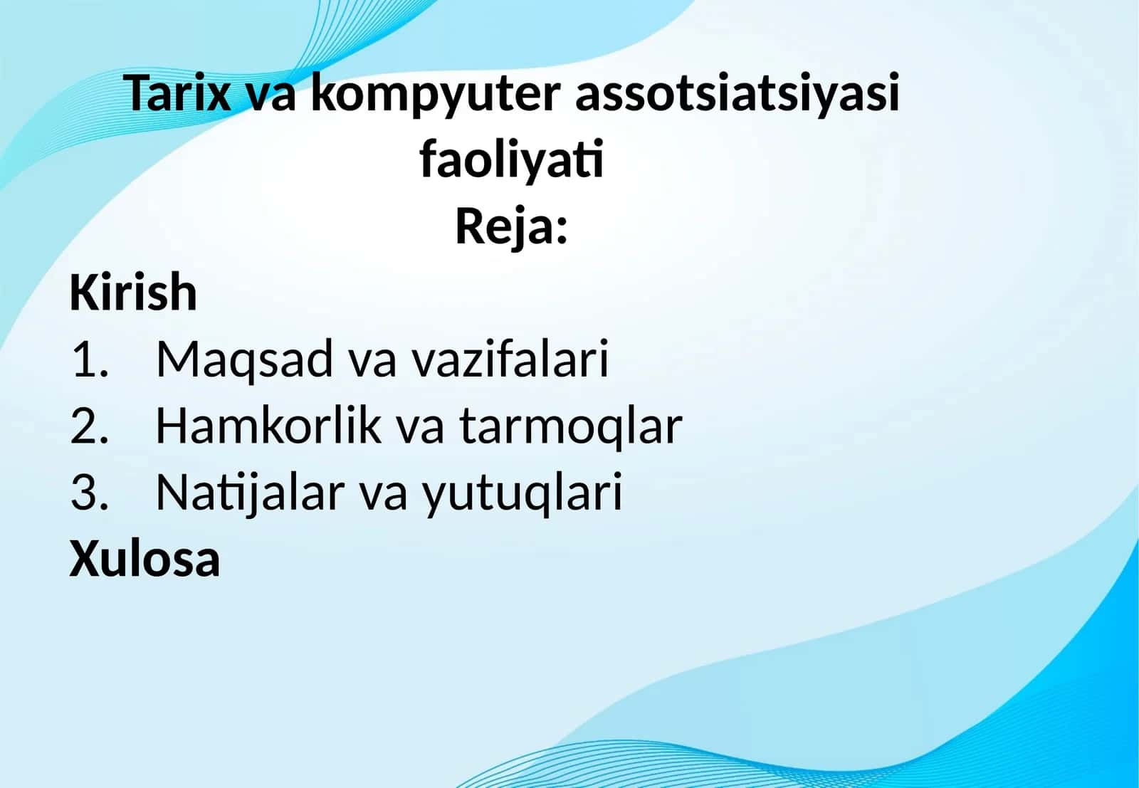 Tarix va kompyuter assotsiatsiyasi faoliyati 1