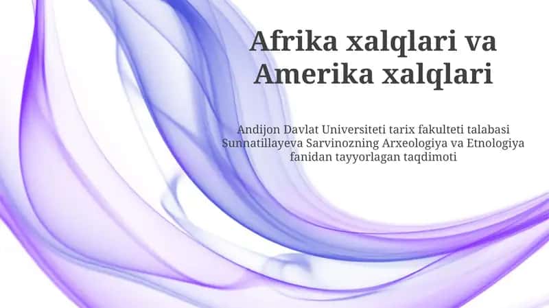 Afrika xalqlari va Amerika xalqlari 1