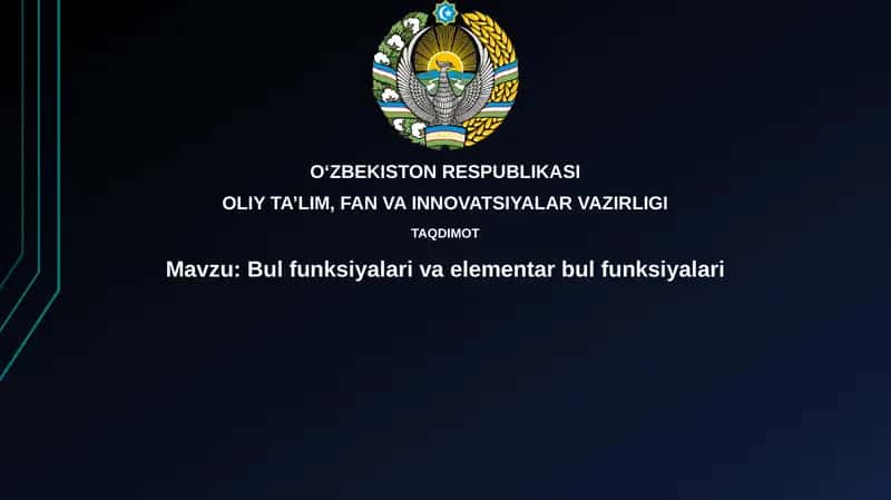 Boolean funksiyalari va elementar bulfunksiyalari 1