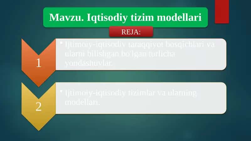 Iqtisodiy tizim modellari 1