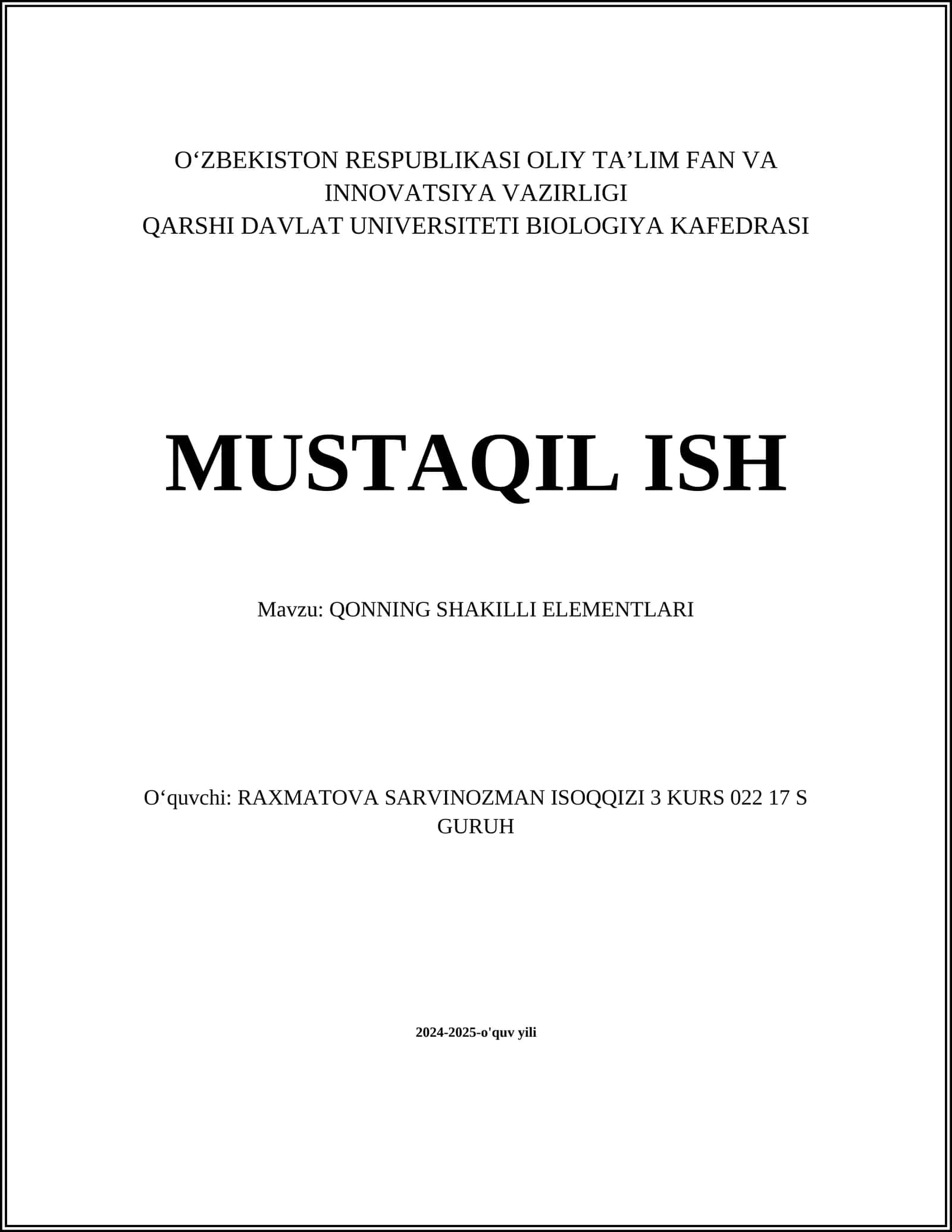 Qonning shakill elementlari 1