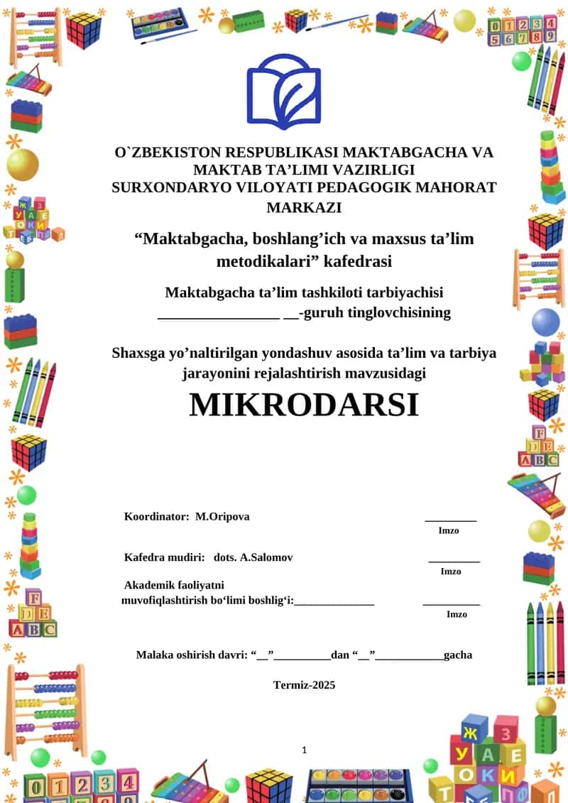 Shaxsga yoʼnaltirilgan yondashuv asosida taʼlim va tarbiya jarayonini rejalashtirish 1
