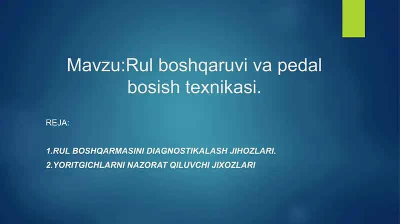 Rul boshqaruv va pedal bosish texnikasi 1