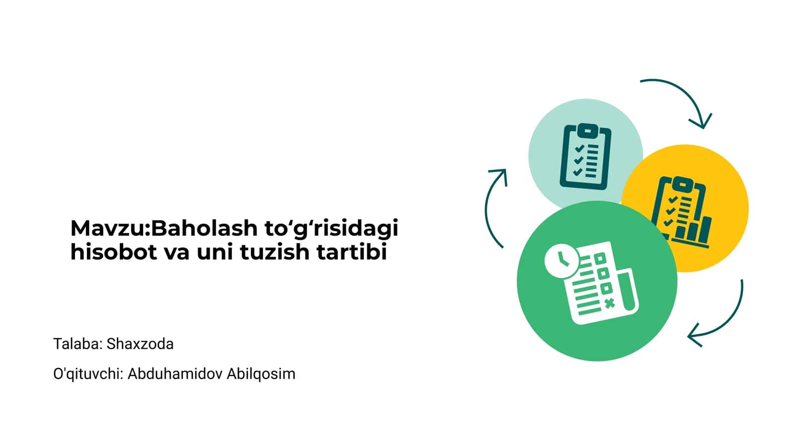 Baholash toʻgʻrisidagi hisobot va uni tuzish tartibi 1