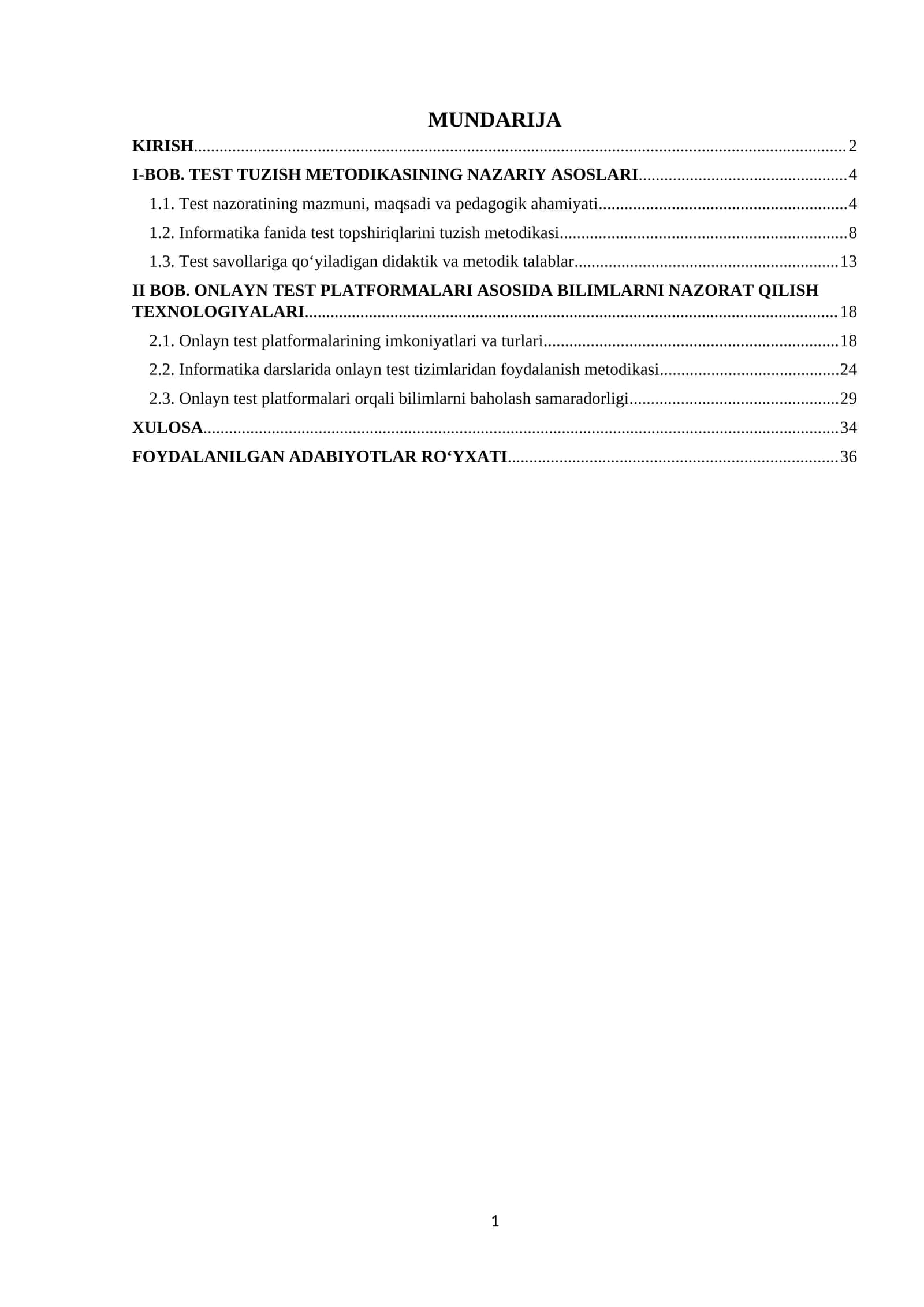 Informatika fanida test topshiriqlarini tuzish metodikasi 1