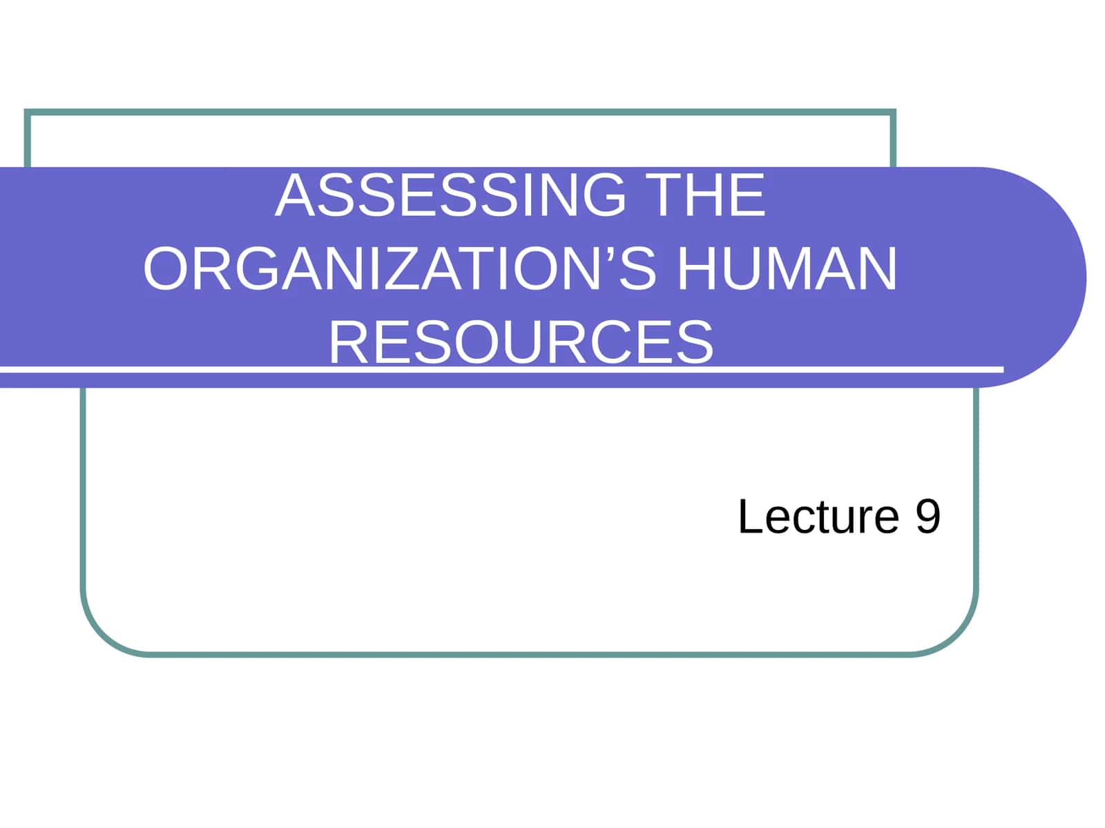 ASSESSING THE ORGANIZATION’S HUMAN RESOURCES 1
