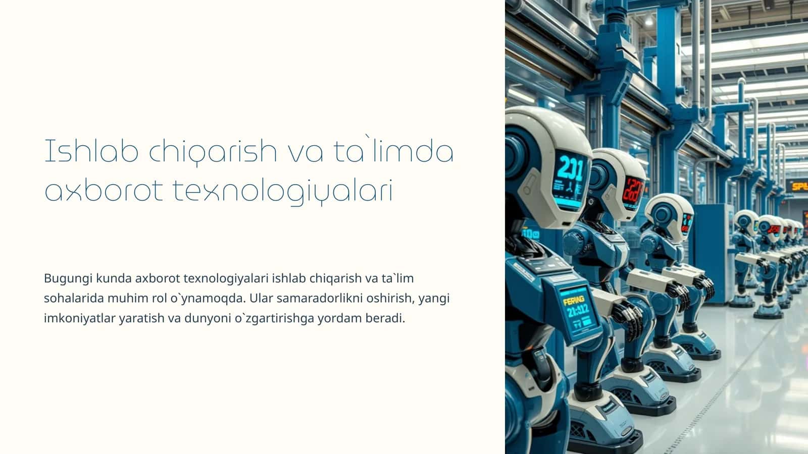Ishlab chiqarish va ta`limda axborot texnologiyalari 1