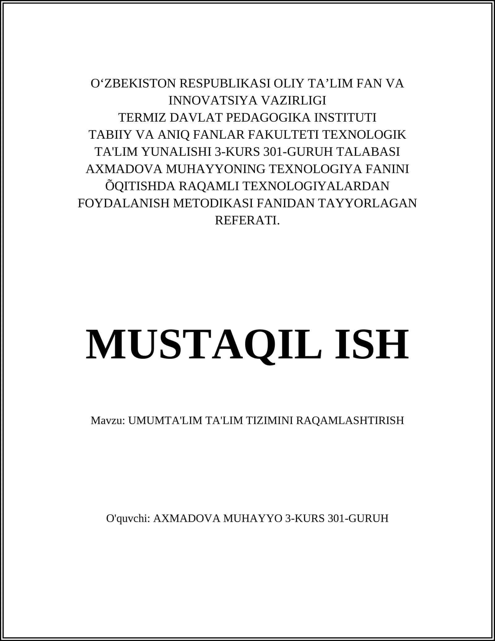 UMUMTA'LIM TA'LIM TIZIMINI RAQAMLASHTIRISH 1