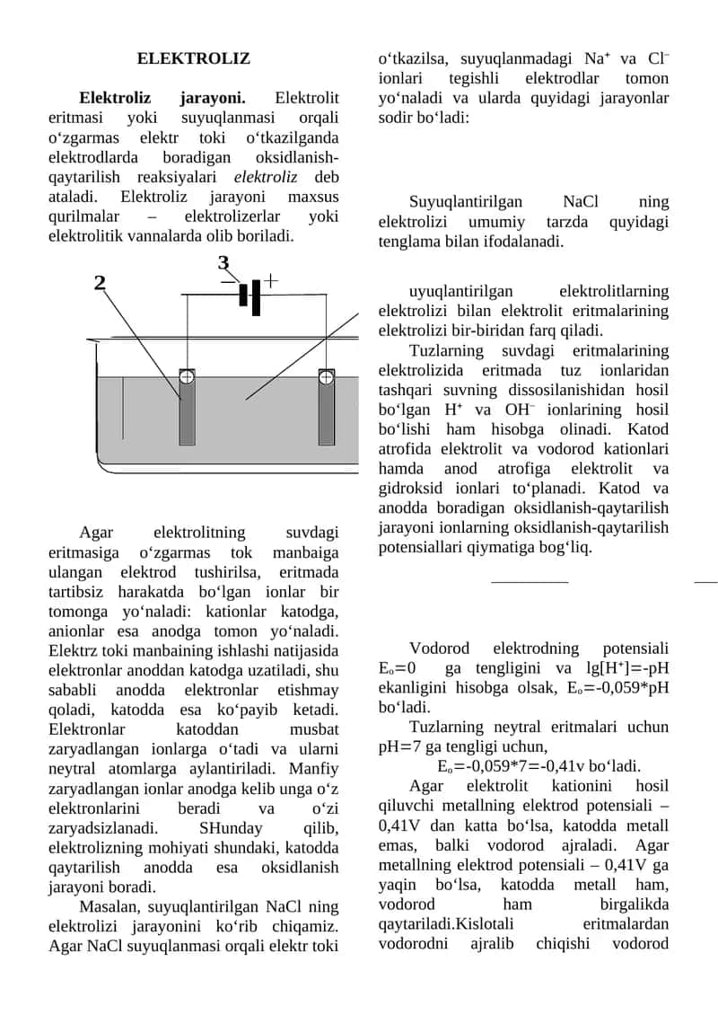Elektroliz 1