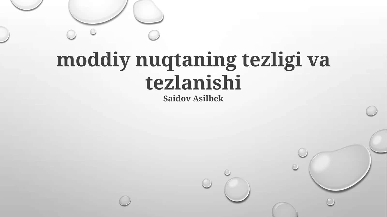 Tezlik va Tezlanish 1