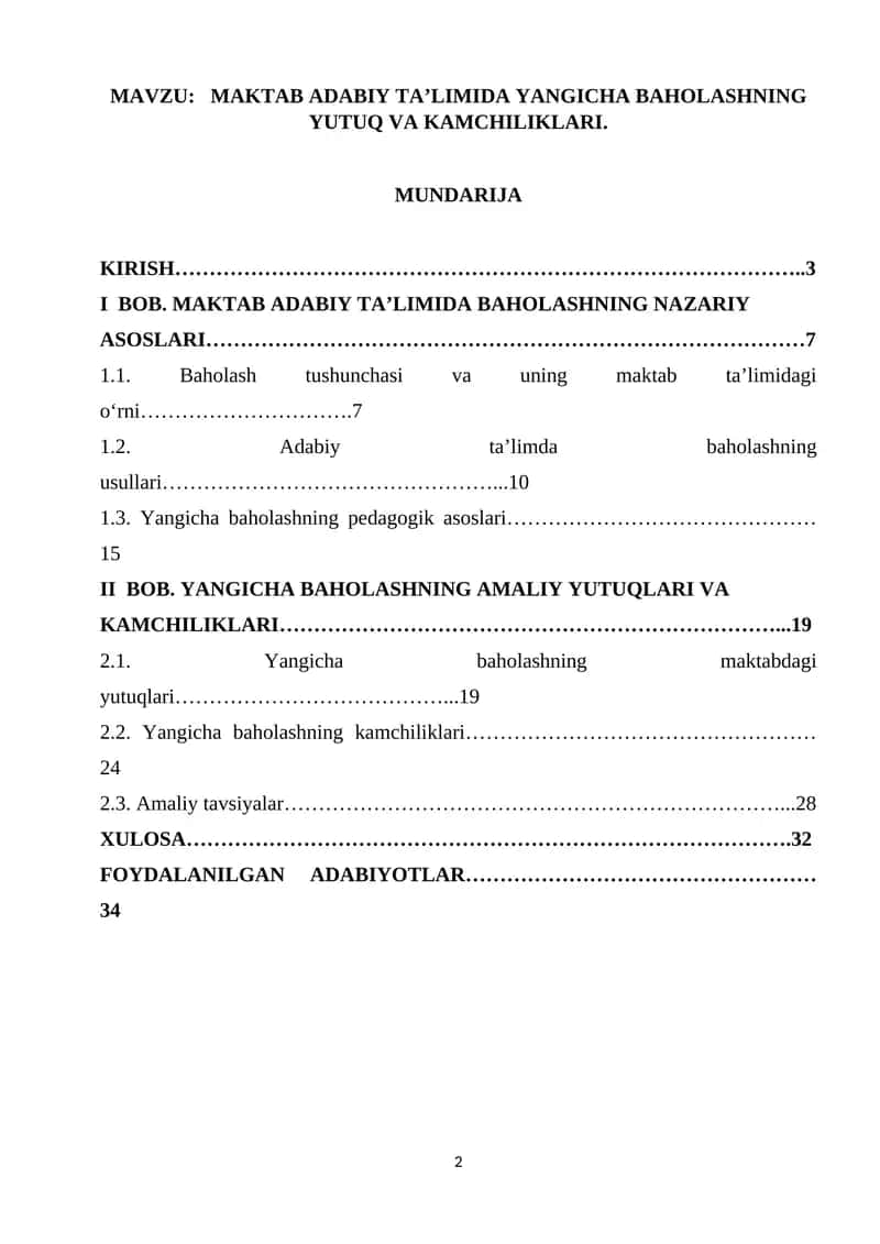 MAKTAB ADABIY TA’LIMIDA YANGICHA BAHOLASHNING YUTUQ VA KAMCHILIKLARI 1