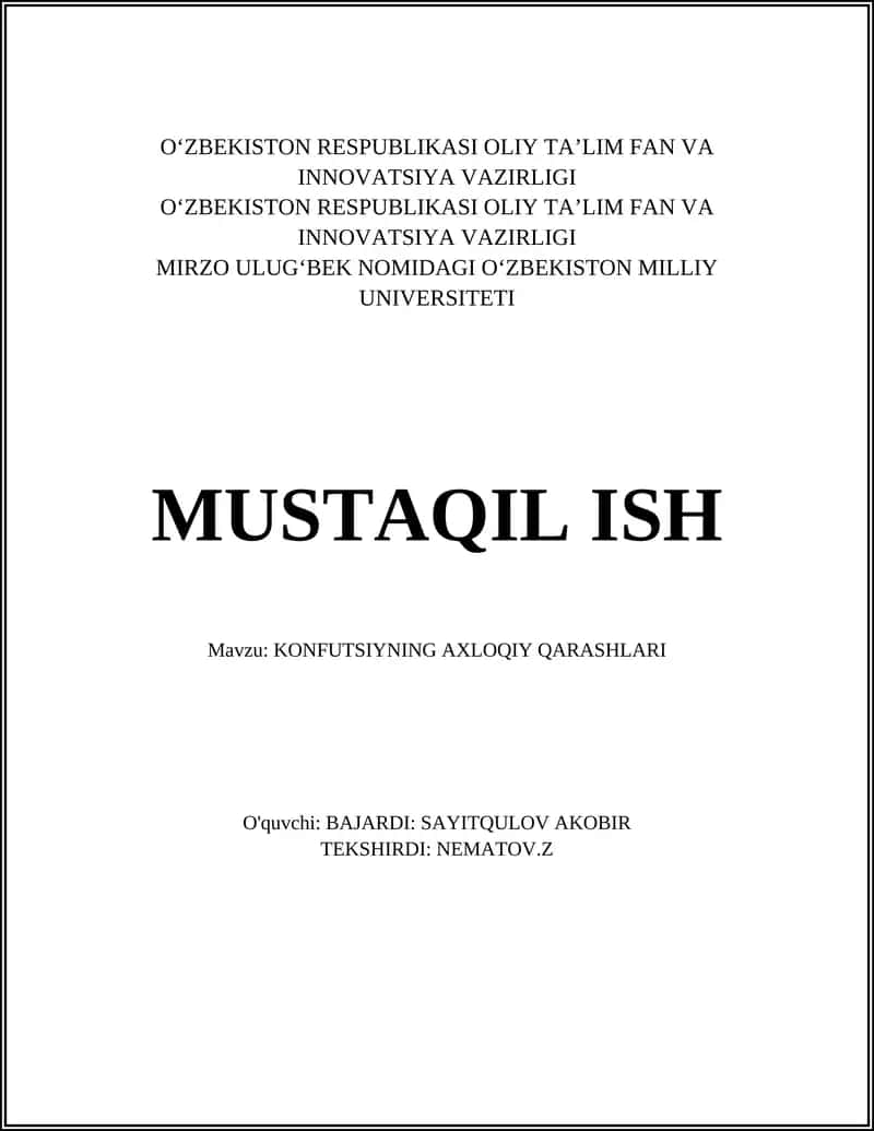 KONFUTSIYNING AXLOQIY QARASHLARI 1