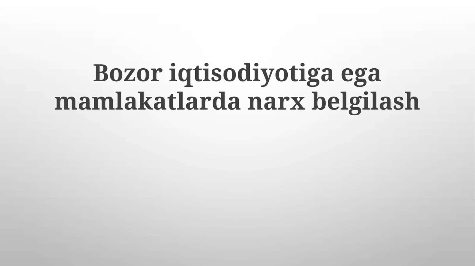 Bozor Iqtisodiyotida Narx Belgilash 1