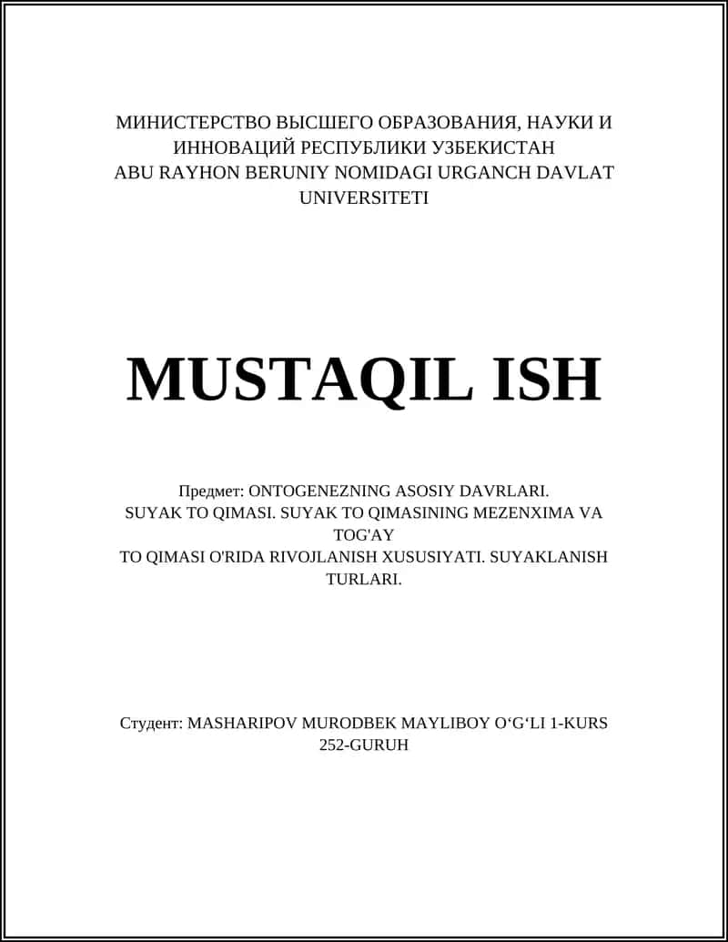 ONTOGENEZNING ASOSIY DAVRLARI 1