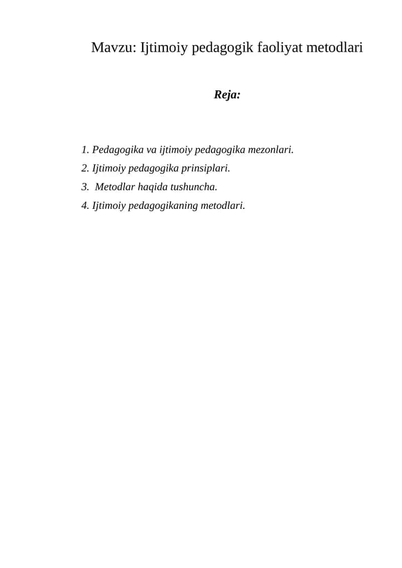 Ijtimoiy pedagogik faoliyat metodlari 1
