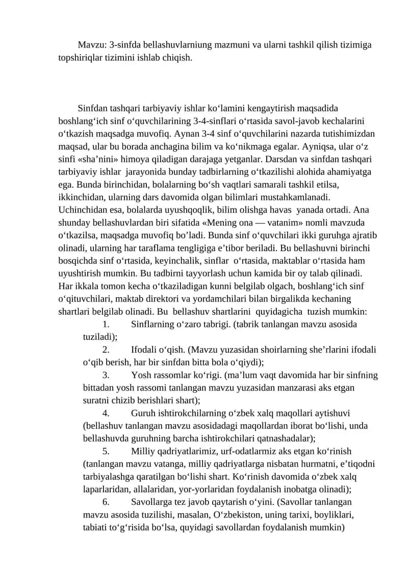 3-sinfda bellashuvlarniung mazmuni va ularni tashkil qilish tizimiga topshiriqlar tizimini ishlab chiqish 1