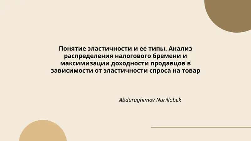 Анализ распределения налогового бремени и максимизации доходности продавцов 1