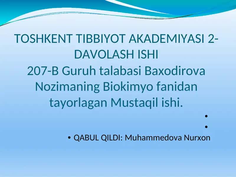 Uglevodlar almashinuvi boshqarilishining buzulishlari 1